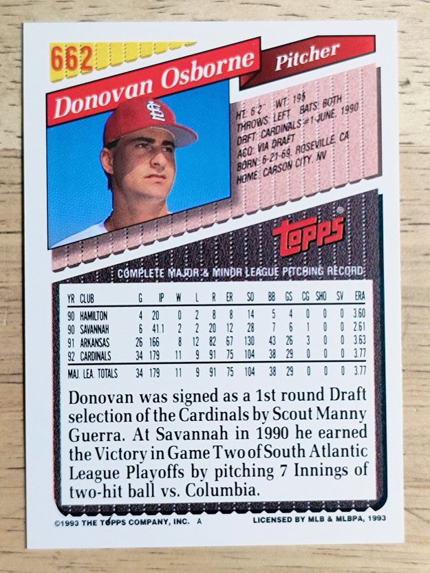 1993 Topps Gold #662 Donovan Osborne