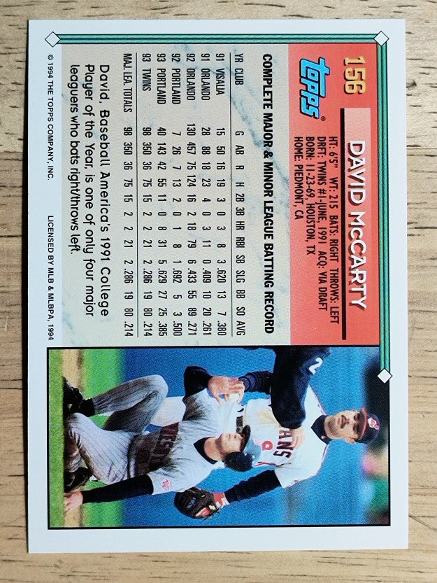 1994 Topps #156 David McCarty