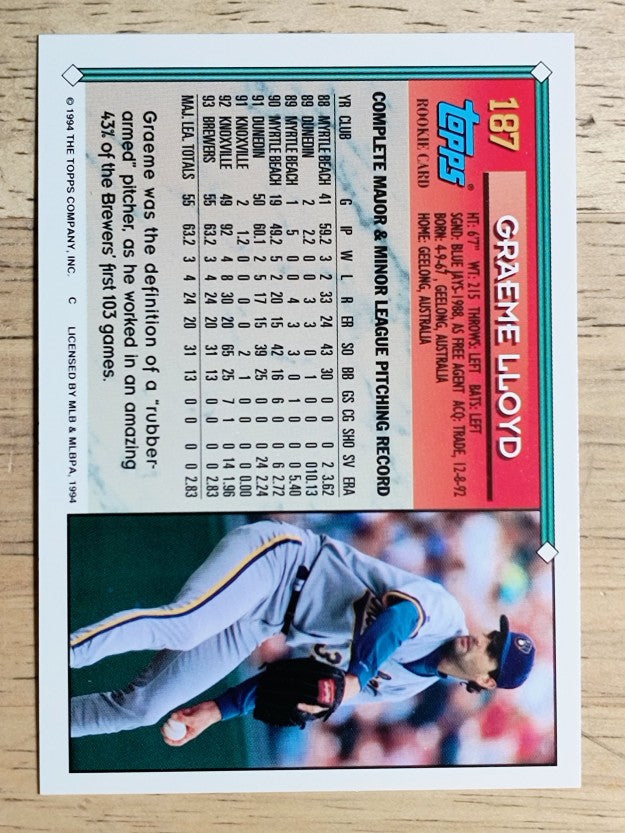 1994 Topps #187 Graeme Lloyd