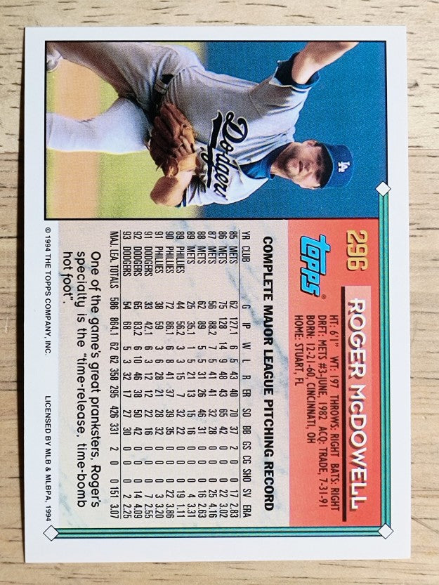 1994 Topps #296 Roger McDowell