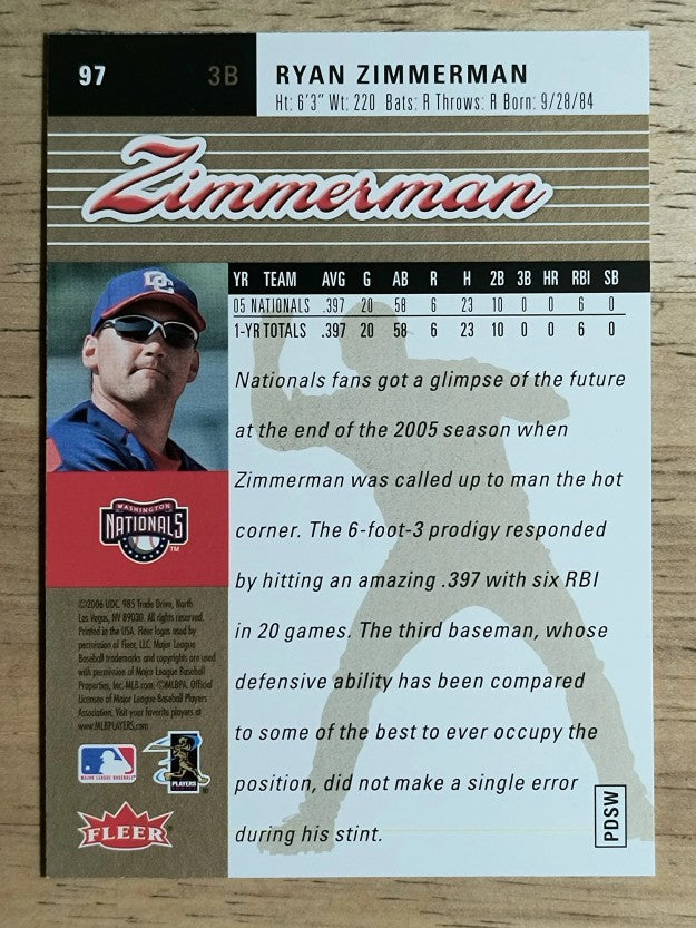 2006 Ultra Gold Medallion #97 Ryan Zimmerman