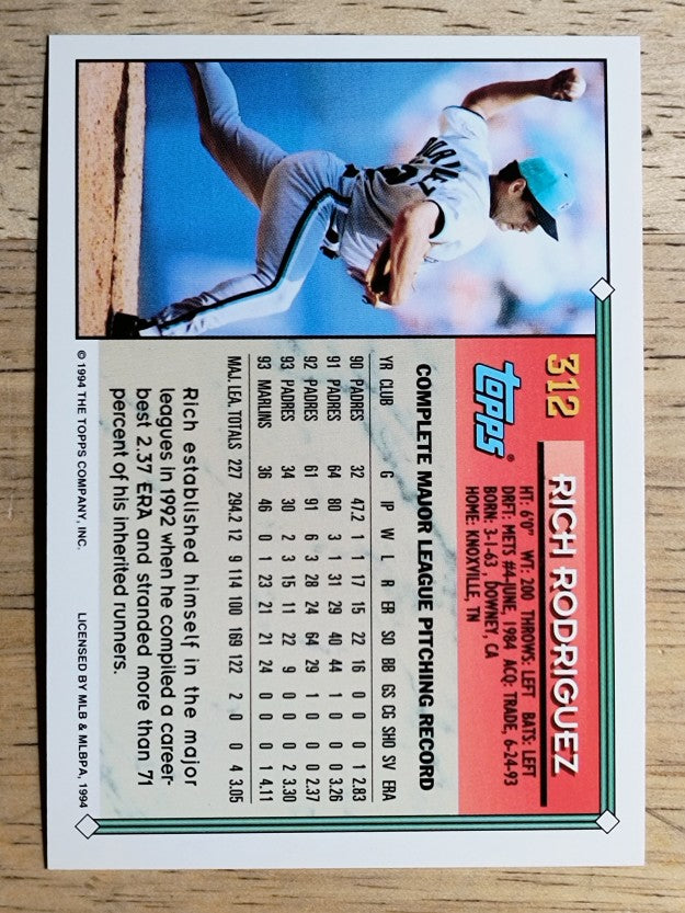 1994 Topps #312 Rich Rodriguez