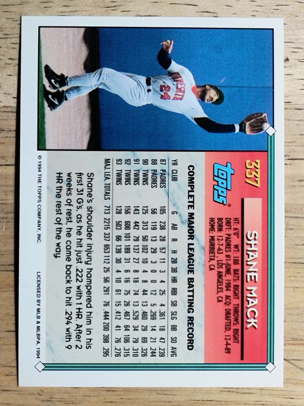 1994 Topps #337 Shane Mack