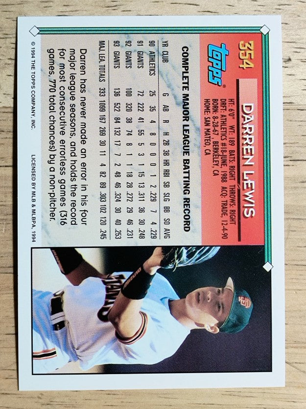 1994 Topps #354 Darren Lewis