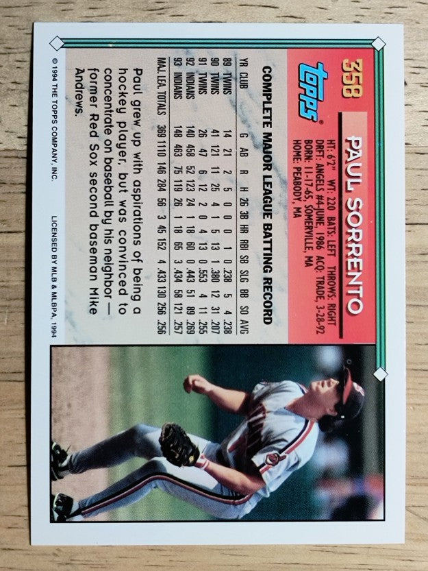 1994 Topps #358 Paul Sorrento