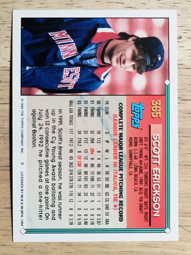 1994 Topps #365 Scott Erickson