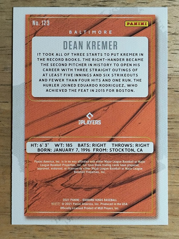 2021 Diamond Kings #123 Dean Kremer SP RC