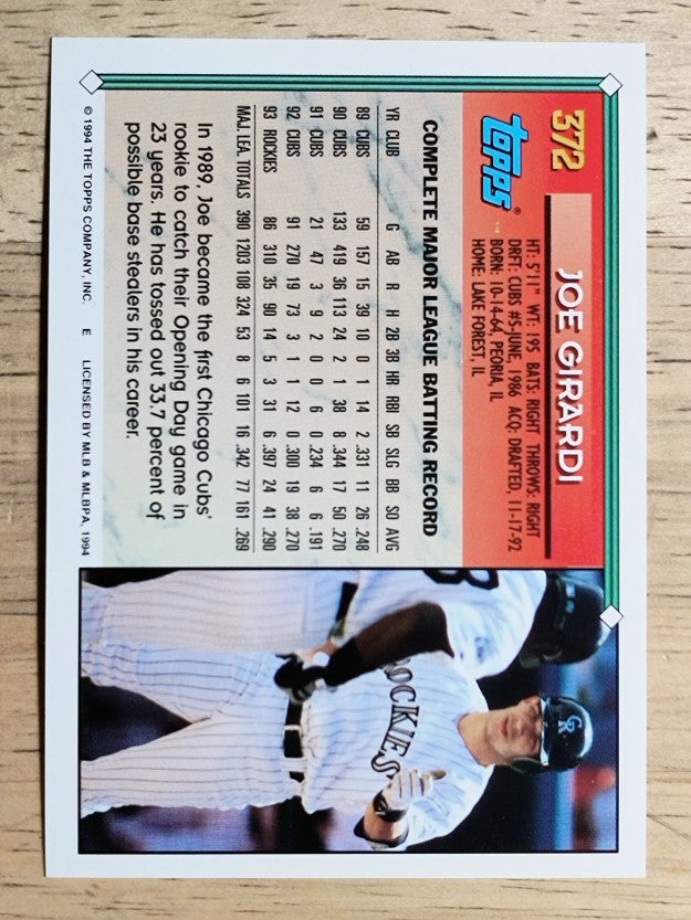 1994 Topps #372 Joe Girardi