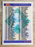 1994 Topps #396 Checklist 199-396