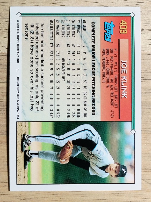1994 Topps #409 Joe Klink