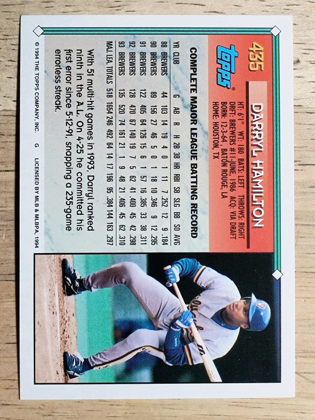1994 Topps #435 Darryl Hamilton