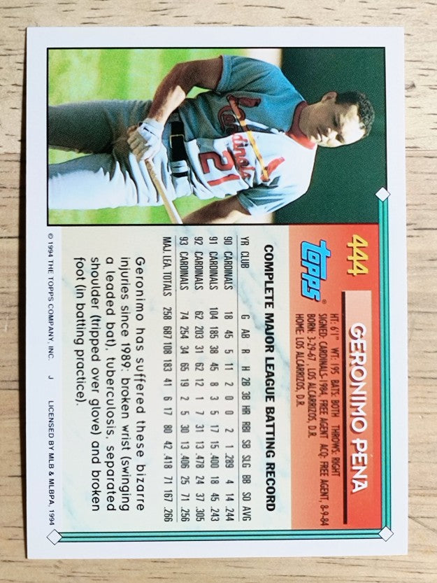 1994 Topps #444 Geronimo Pena
