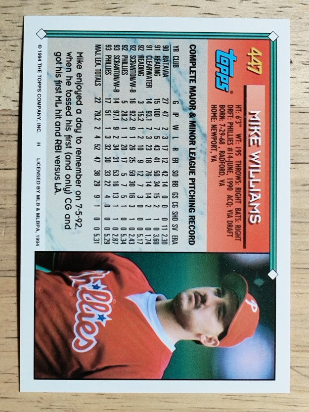 1994 Topps #447 Mike Williams