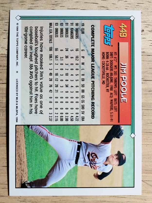 1994 Topps #449 Jim Poole