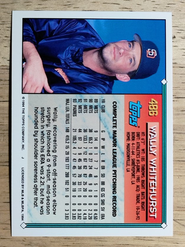1994 Topps #486 Wally Whitehurst