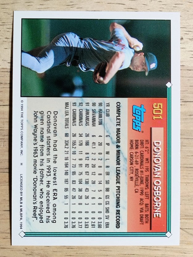 1994 Topps #501 Donovan Osborne