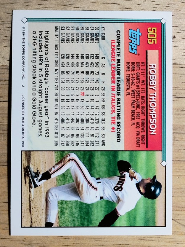 1994 Topps #505 Robby Thompson