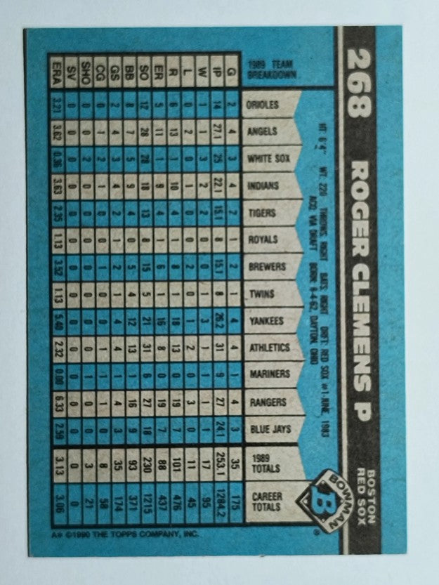 1990 Bowman #268 Roger Clemens