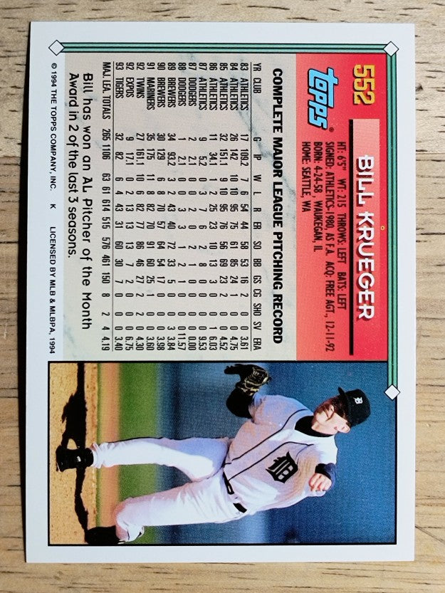 1994 Topps #552 Bill Krueger