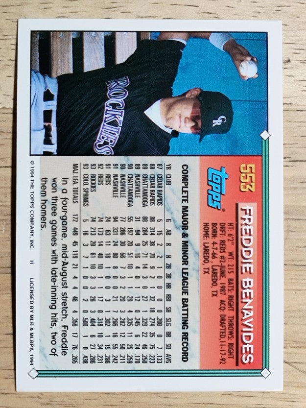 1994 Topps #553 Freddie Benavides