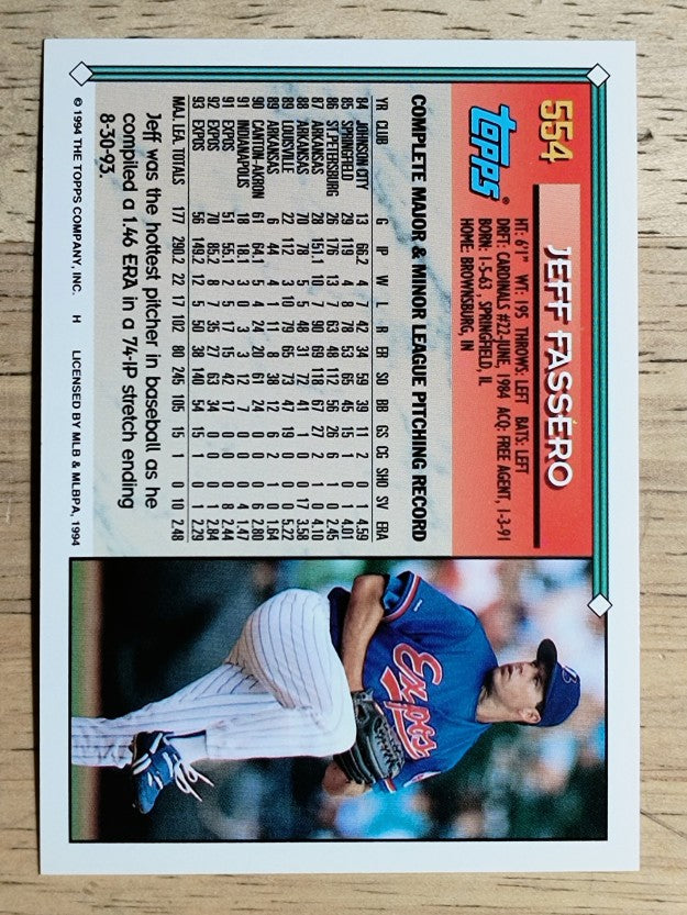 1994 Topps #554 Jeff Fassero