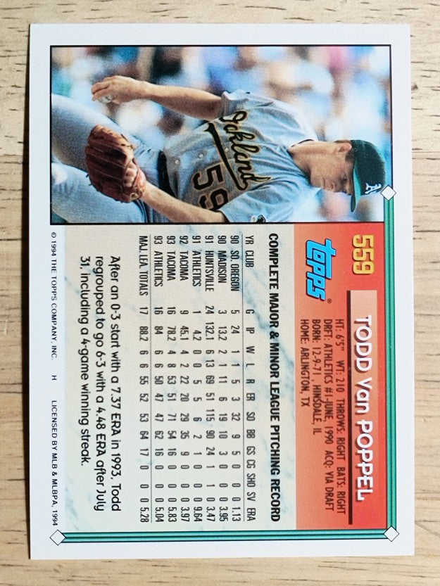 1994 Topps #559 Todd Van Poppel