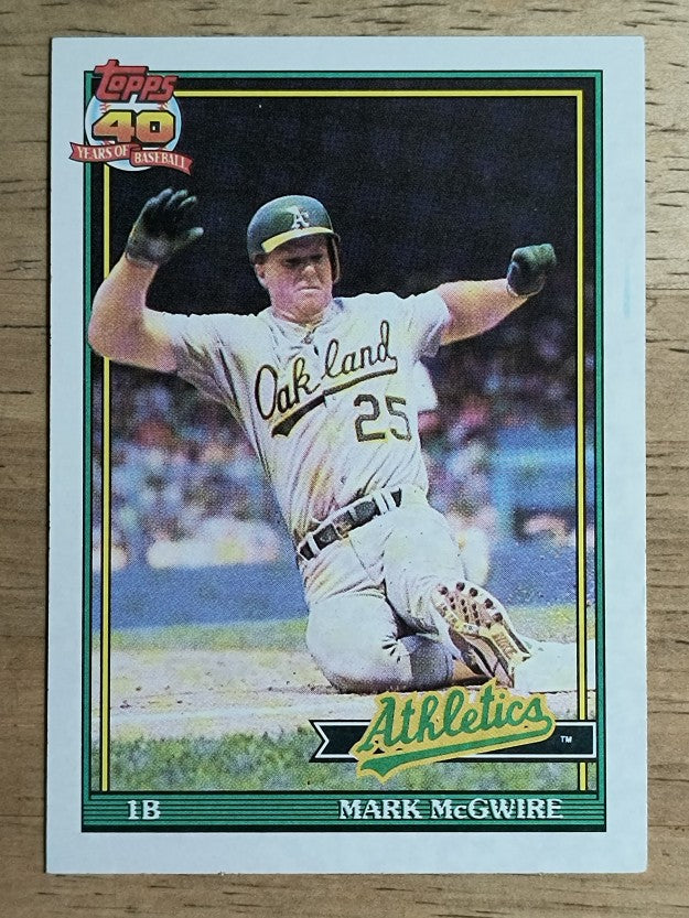 1991 Topps #270A Mark McGwire ERR/1987 Slugging Pctg. listed as 618