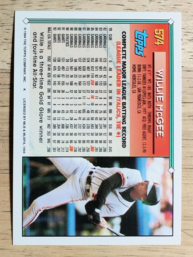 1994 Topps #574 Willie McGee