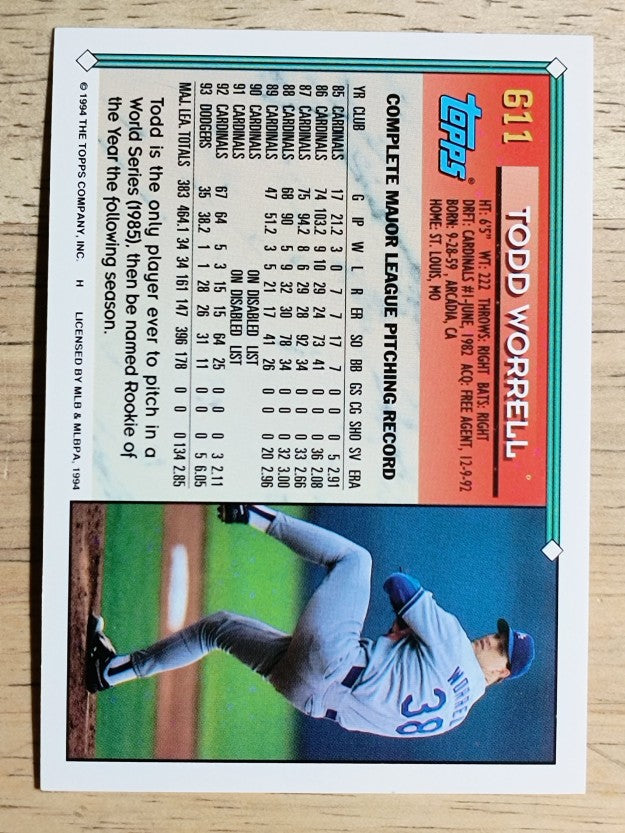 1994 Topps #611 Todd Worrell