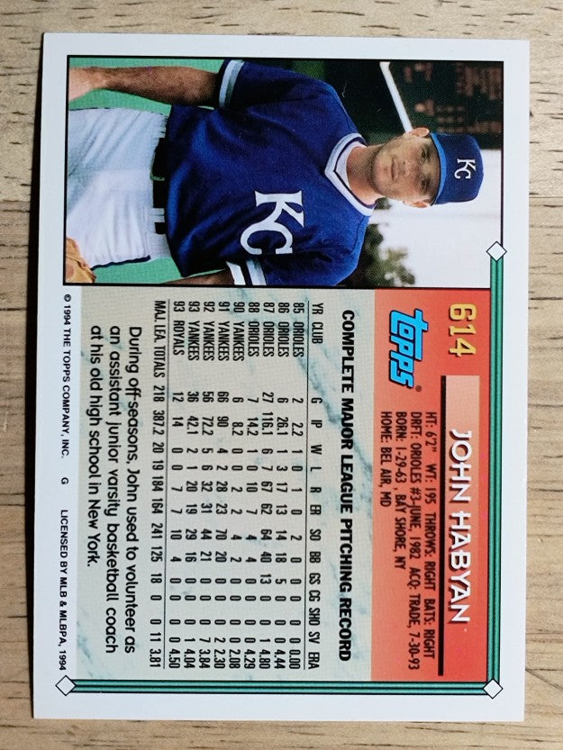 1994 Topps #614 John Habyan