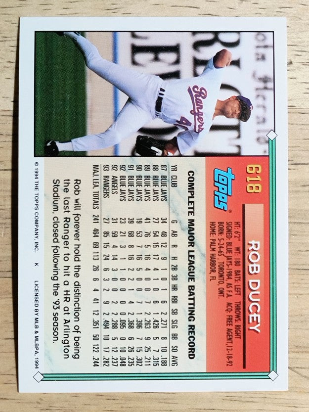 1994 Topps #618 Rob Ducey