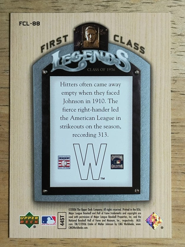2006 Upper Deck First Class Legends #FCL88 Walter Johnson