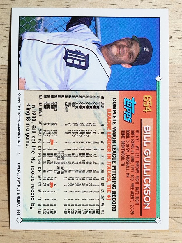 1994 Topps #654 Bill Gullickson