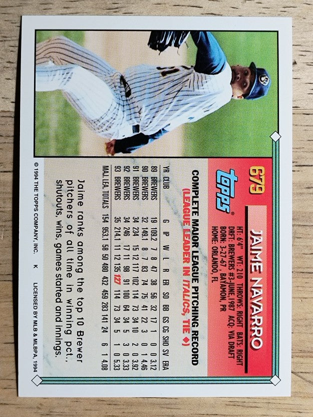 1994 Topps #679 Jaime Navarro