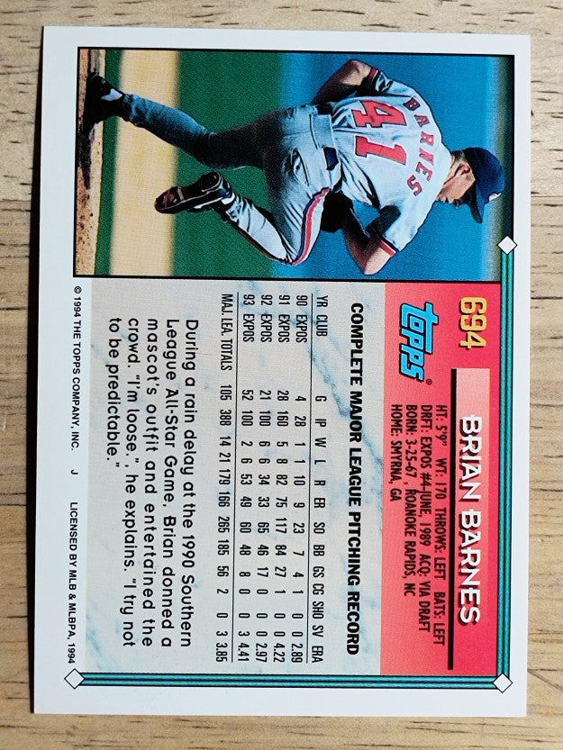 1994 Topps #694 Brian Barnes