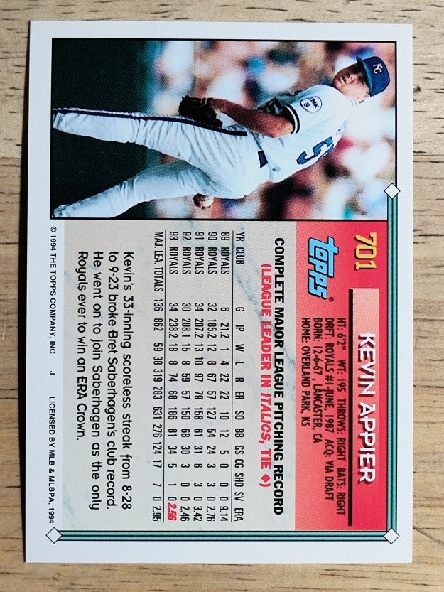 1994 Topps #701 Kevin Appier