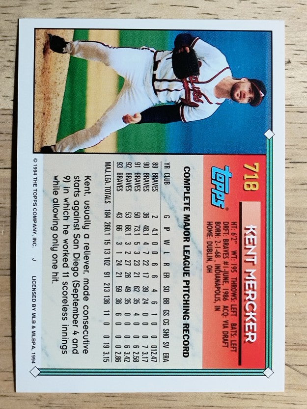 1994 Topps #718 Kent Mercker