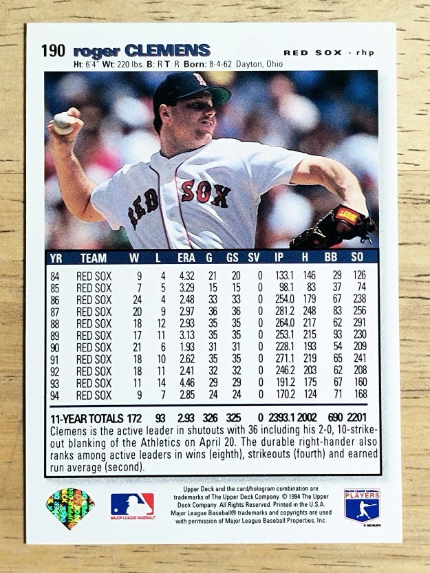 1995 Collector's Choice SE #190 Roger Clemens