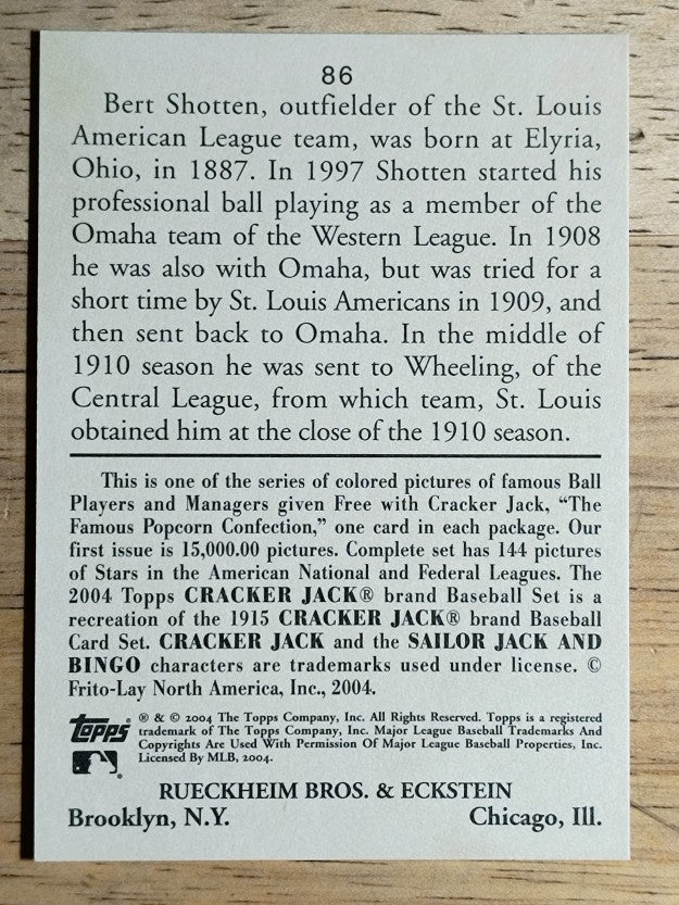 2004 Topps Cracker Jack #86B Burt Shotton COR