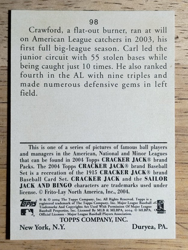 2004 Topps Cracker Jack #98 Carl Crawford