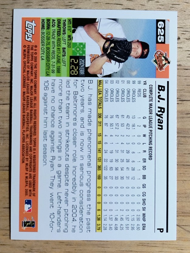 2005 Topps #625 B.J. Ryan