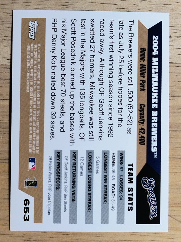 2005 Topps #653 Milwaukee Brewers TC