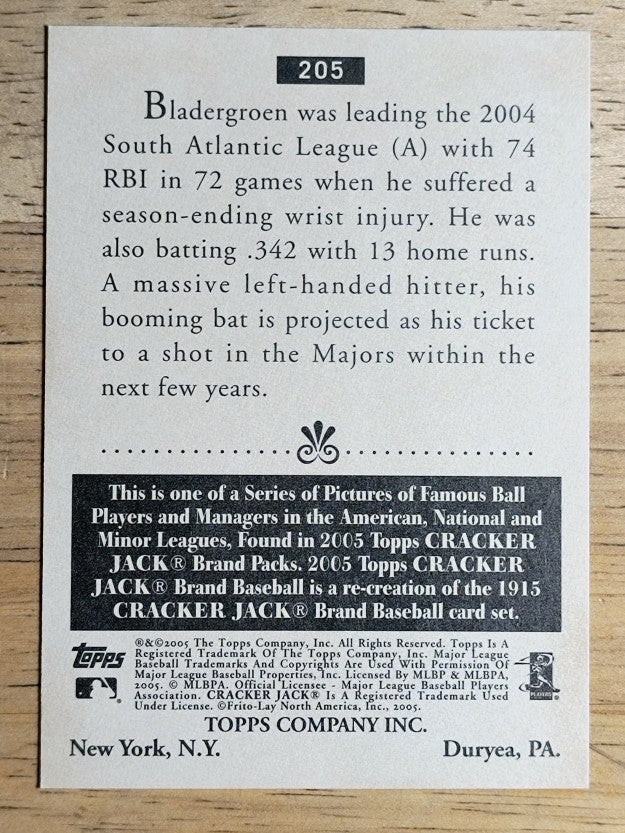 2005 Topps Cracker Jack #205 Ian Bladergroen RC