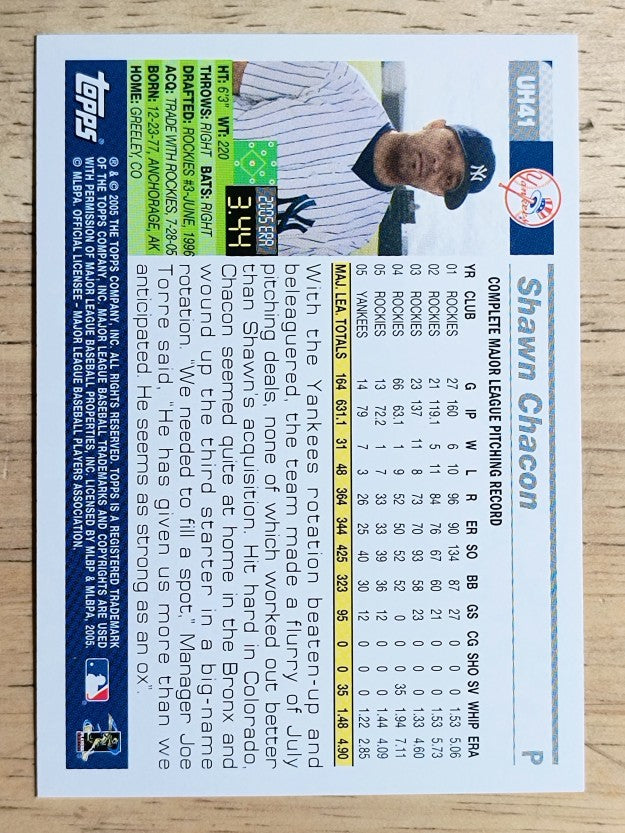 2005 Topps Update #41 Shawn Chacon