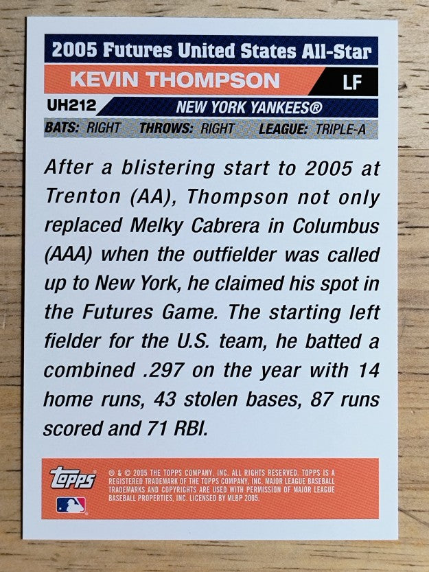 2005 Topps Update #212 Kevin Thompson FUT