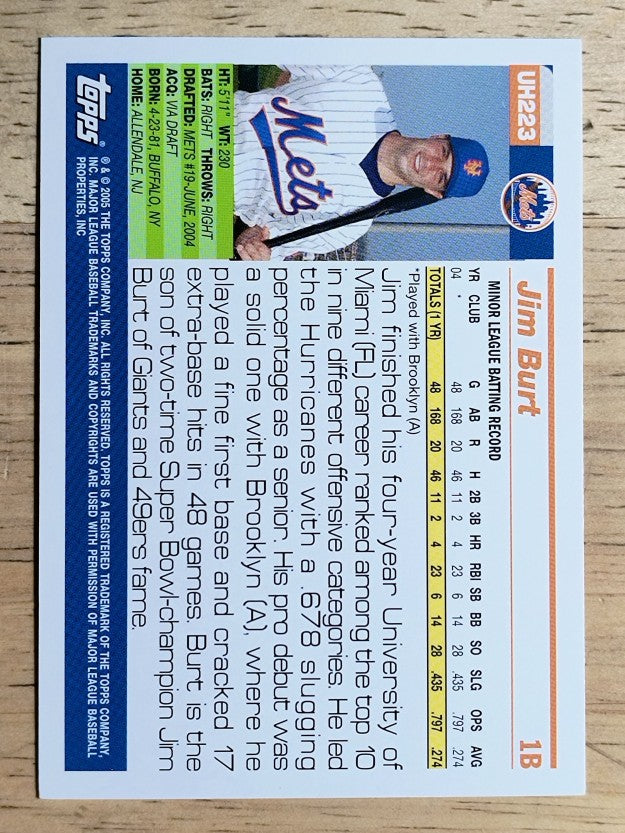 2005 Topps Update #223 Jim Burt FY RC