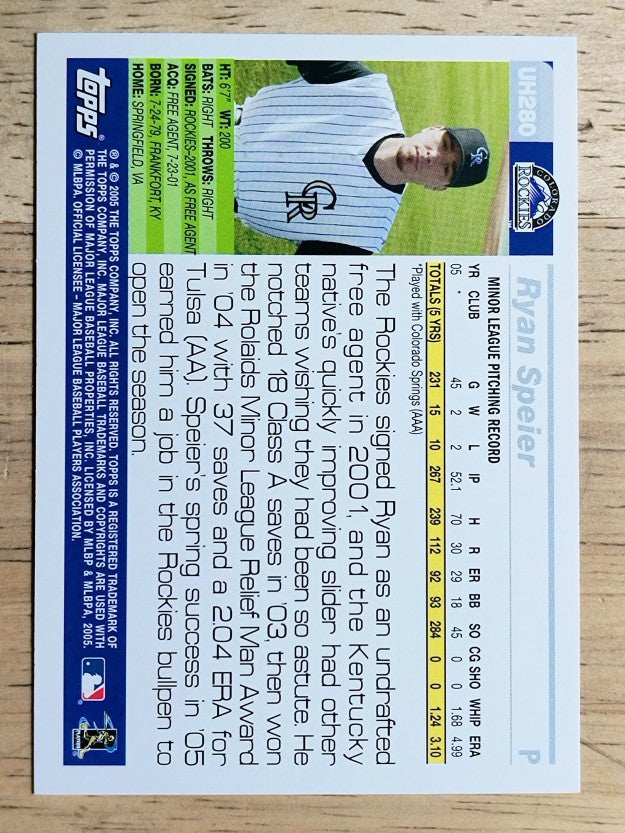 2005 Topps Update #280 Ryan Speier FY RC