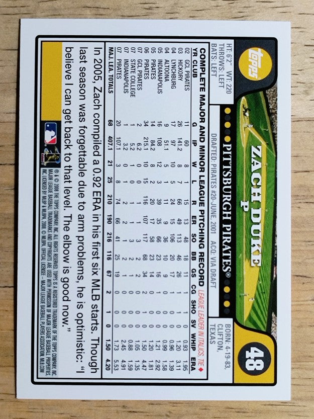 2008 Topps #48 Zach Duke