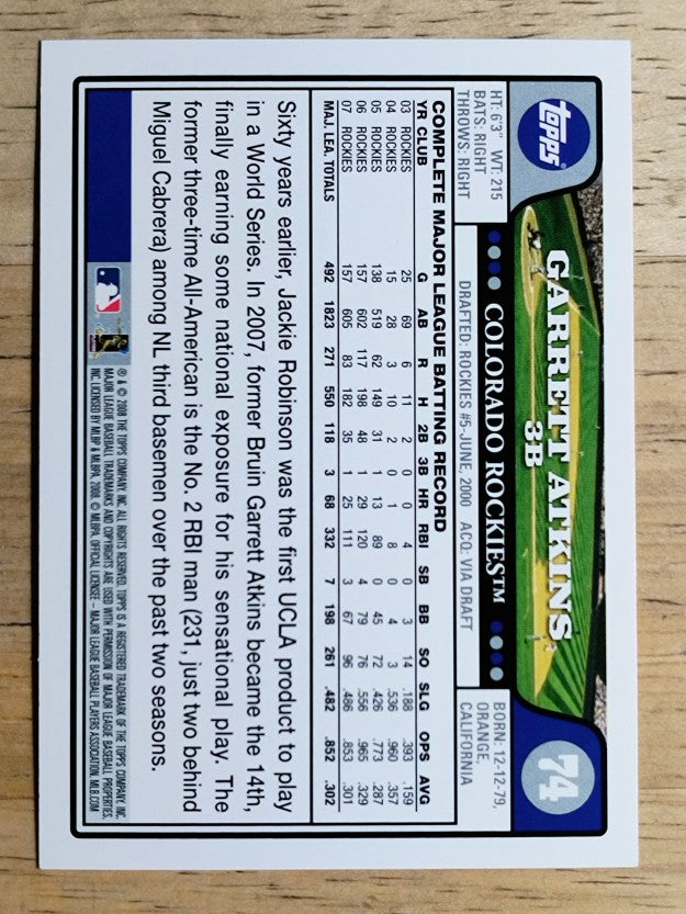 2008 Topps #74 Garrett Atkins