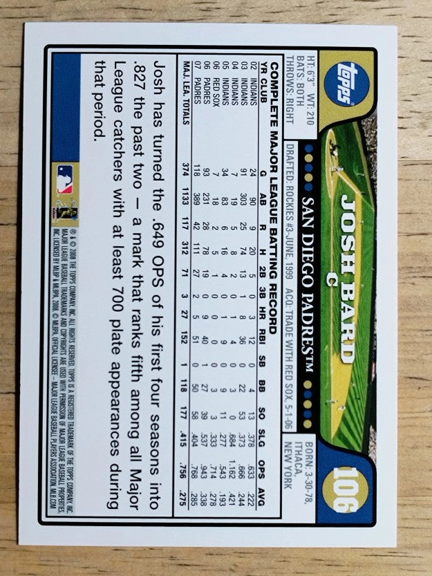 2008 Topps #106 Josh Bard